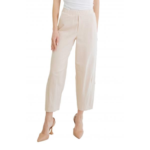 Pantaloni palazzo morbido cropped a vita media Please 